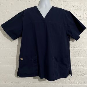 Carhartt Mens Scrubs Shirt XL Blue Short Sleeve Rip Stop V Neck G8
